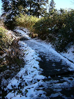 日陰は凍っている道