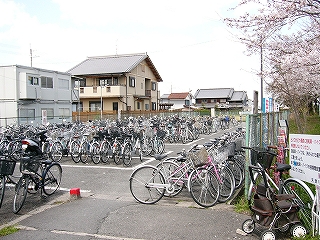 駐車場のような駐輪所。
