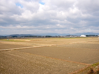 だだっぴろい土色の田。