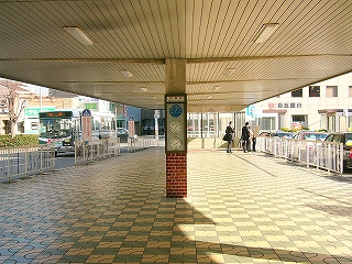 屋根の下。両脇はそれぞれロータリーになっている。