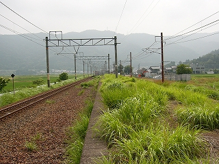 かなり草の繁茂するホームが長く続いている。駅舎はもう見えない。